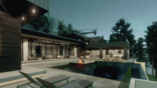 Escena Gama-Alta de Rendering 3D Exterior